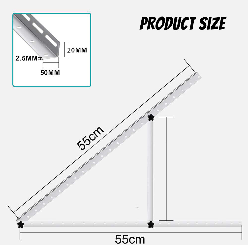 0-90° Solar Panel Mounting Bracket Adjustable Angle Tilt Mount Fixing Wall Roof
