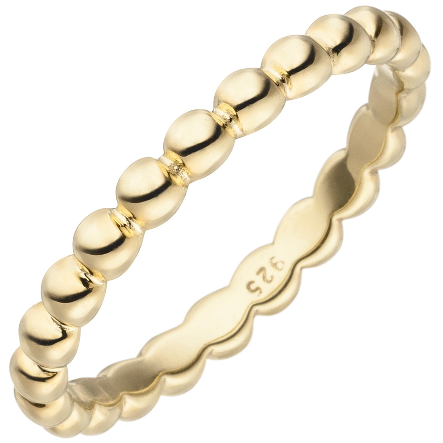 Jobo ladies' ring ball 925 sterling silver gold-plated ball ring RW: 50