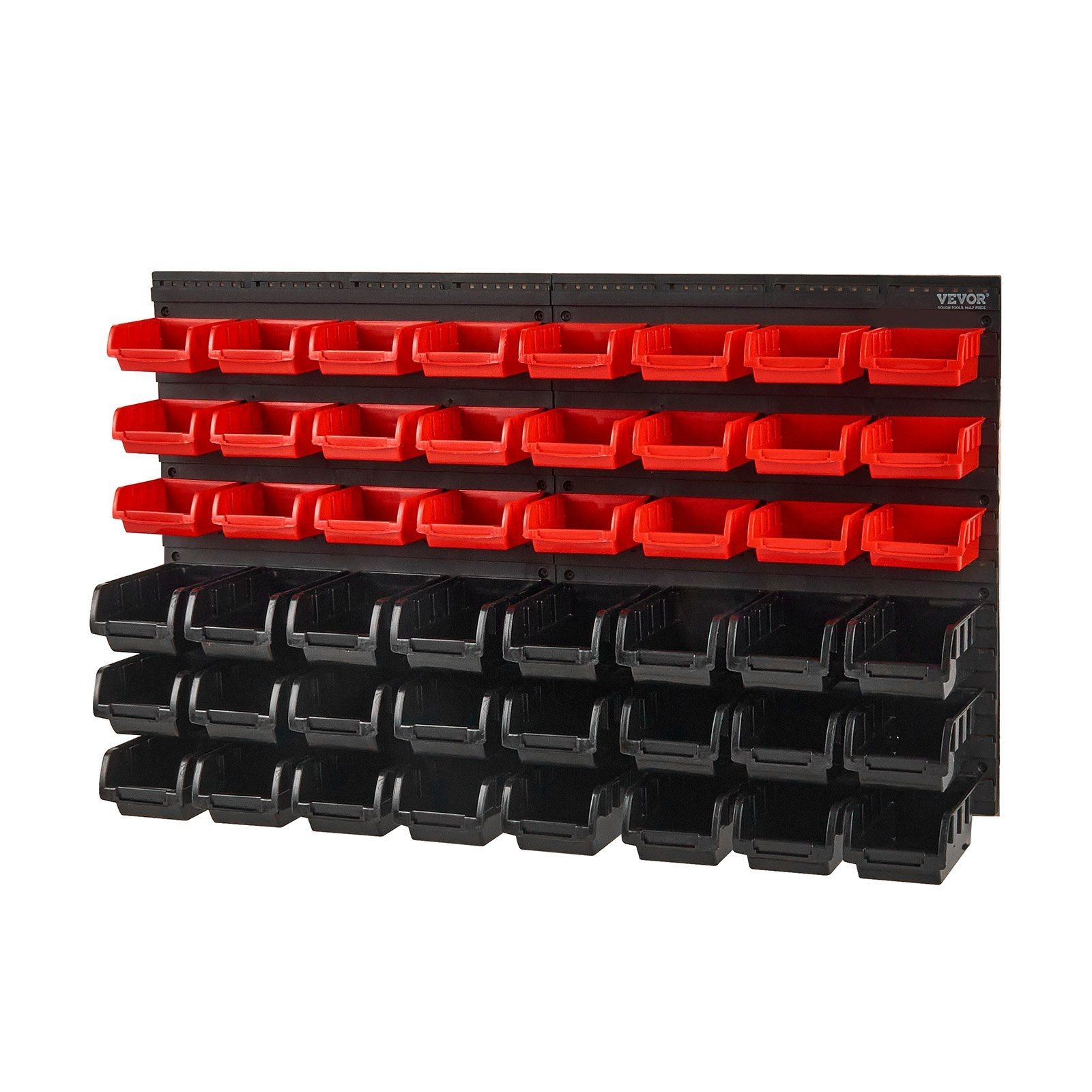48Bin Wall Mounted Plastic Various Fasteners Multi-Purpose Organizer BlackRed