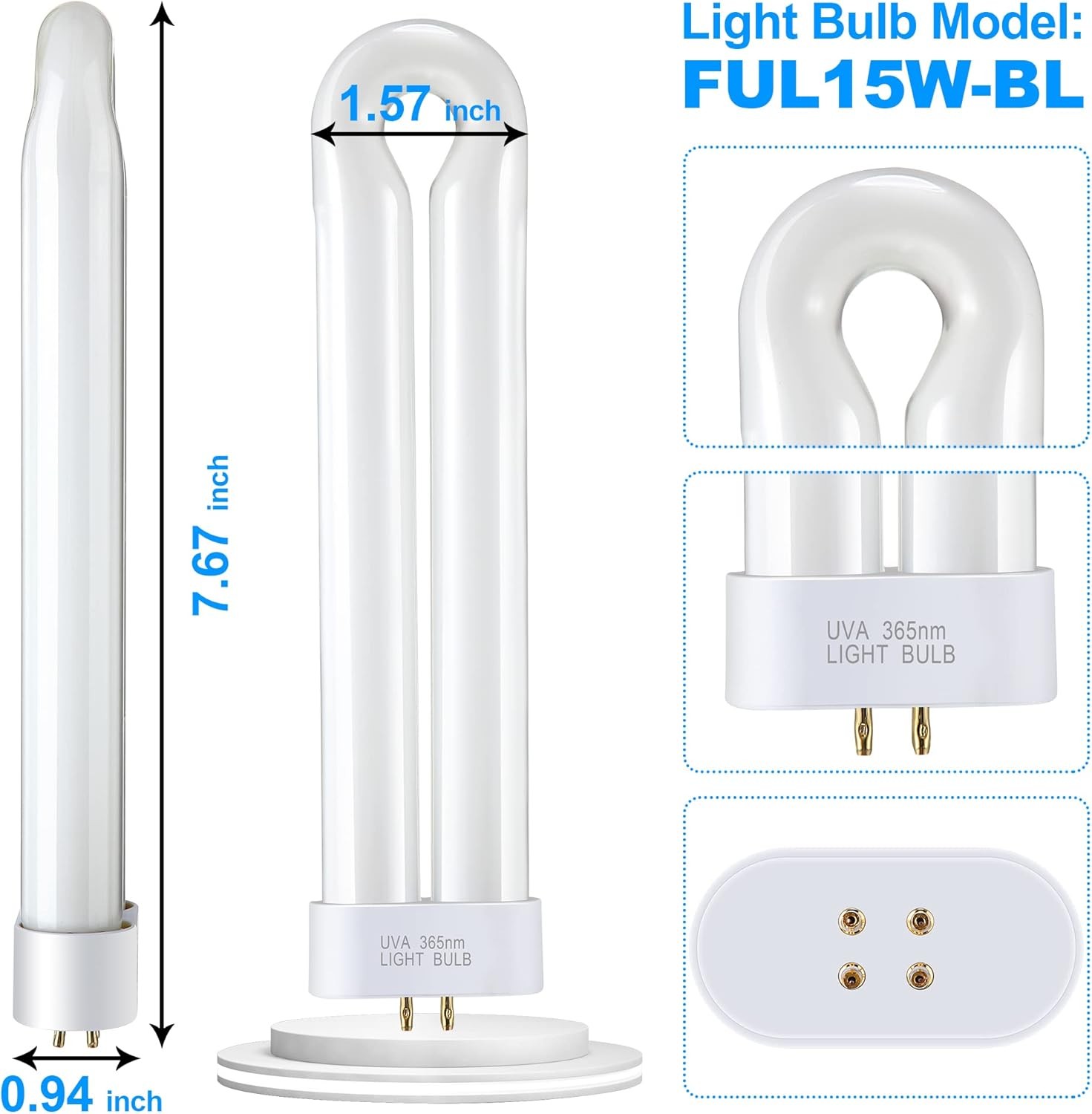 BF35 Bug Zapper Replacement Bulbs FUL 15W-BL with Square 4-Pin Base,...