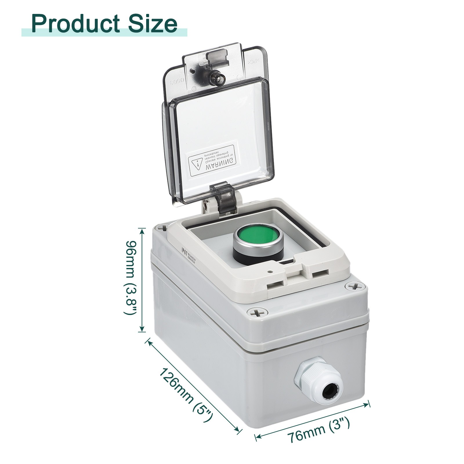 IP67 Push Button Box ABS Green Button for Electrical Fire Equipment