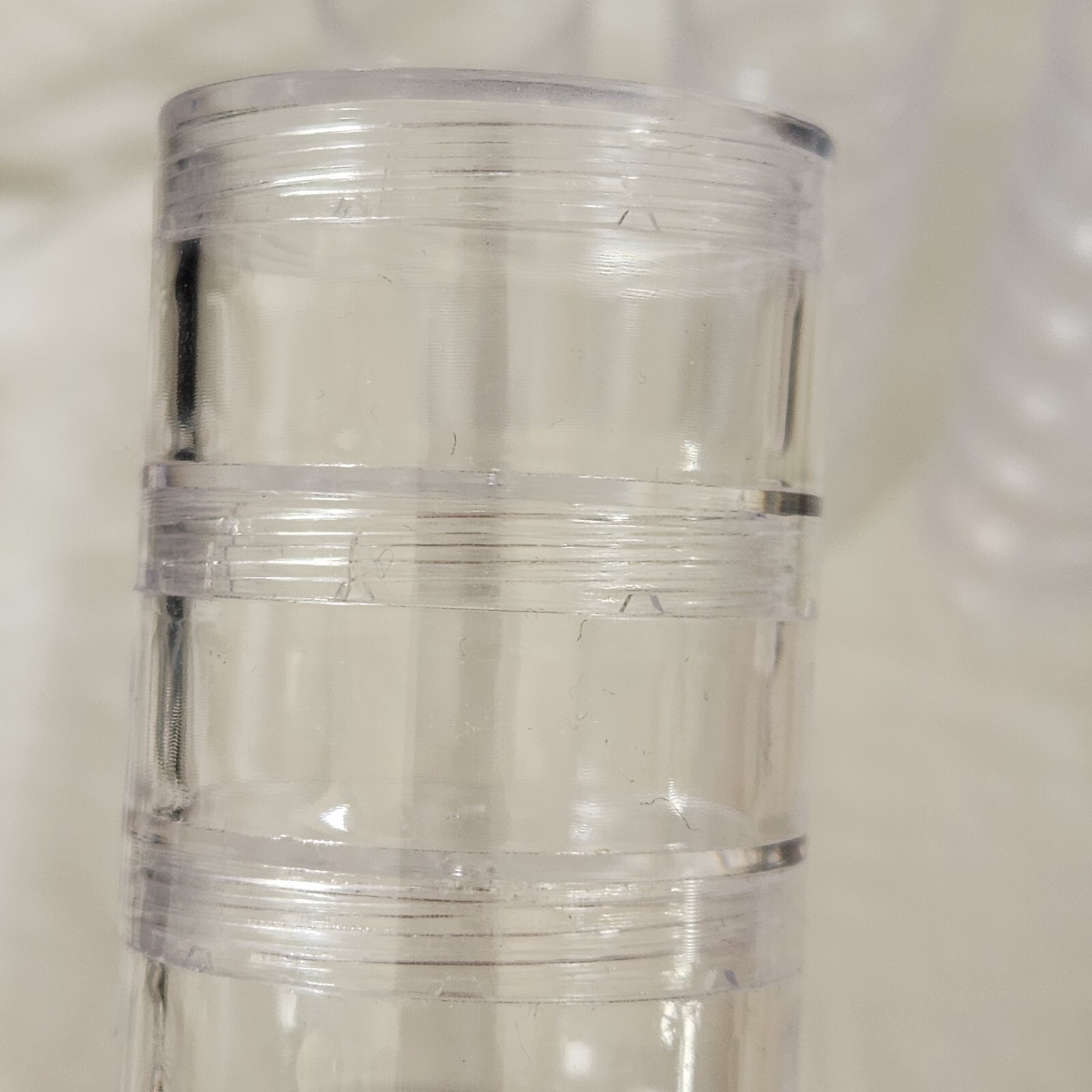 Lot 23 Round Storage Stackable Containers Beads Crafts 2" Clear Plastic 5 Lids-K