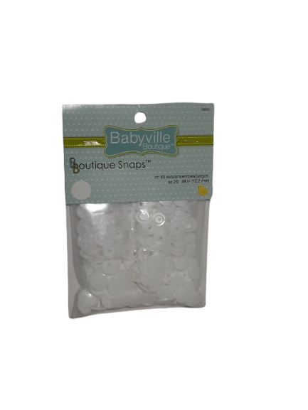 Babyville Boutique Snaps Size 20,  60 Sets pet Pkg, White, Sewing Crafts Infant