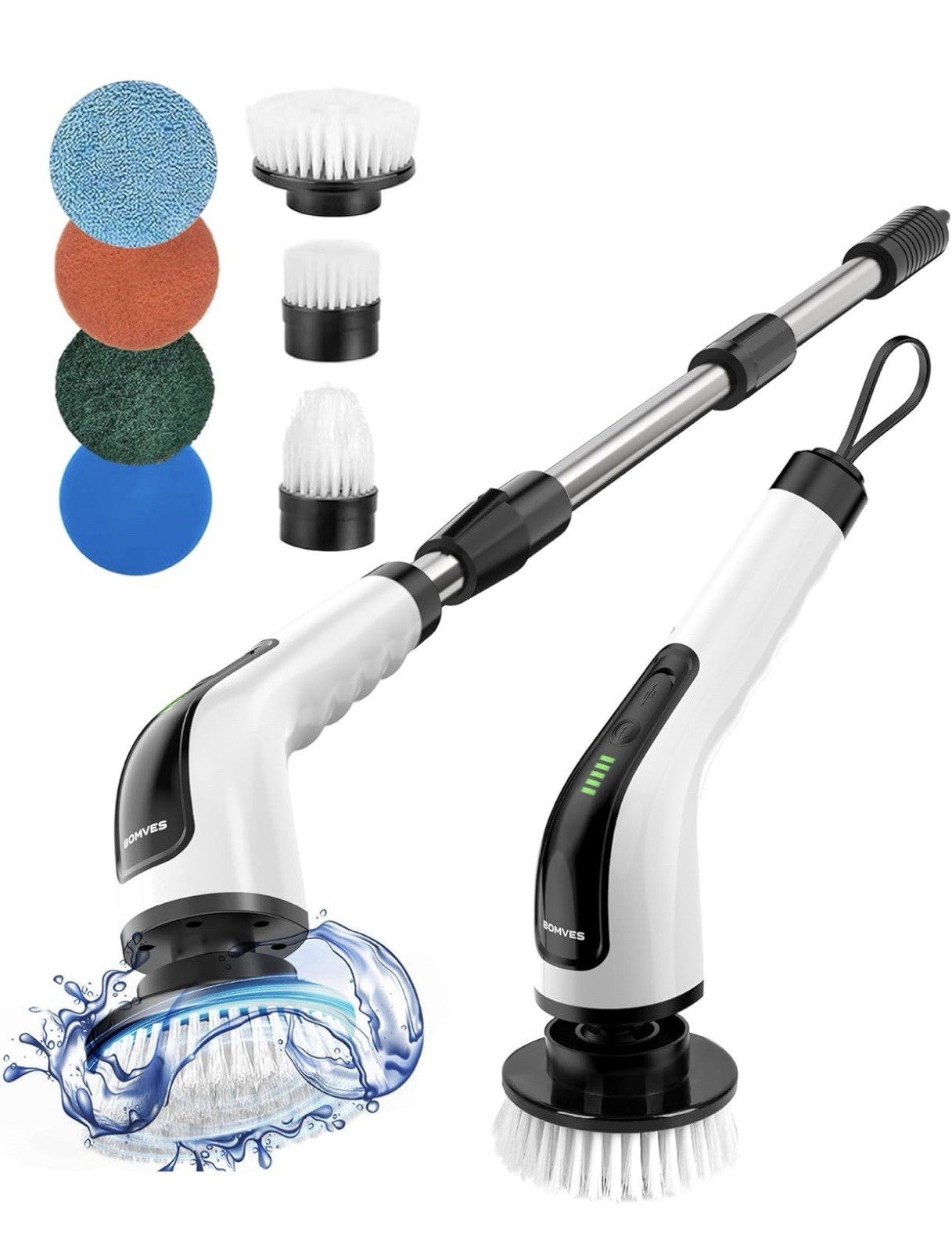 Electric Power Brush Adjustable Rechargeable Multiple Heads IPX5