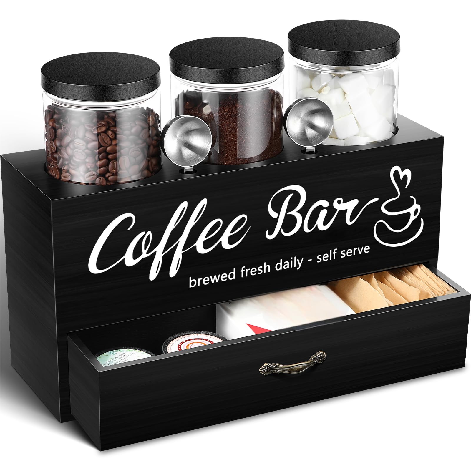 Keep Your Coffee Fresh and Organized - 3 Pc Canister Set with Spoon