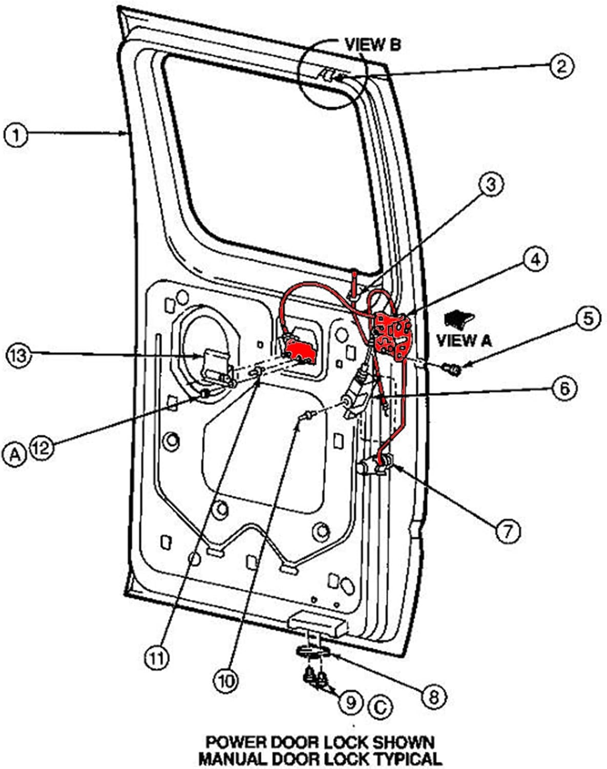Door latch assembly w/cable Rod compatible for Ford E150 Side Hinged