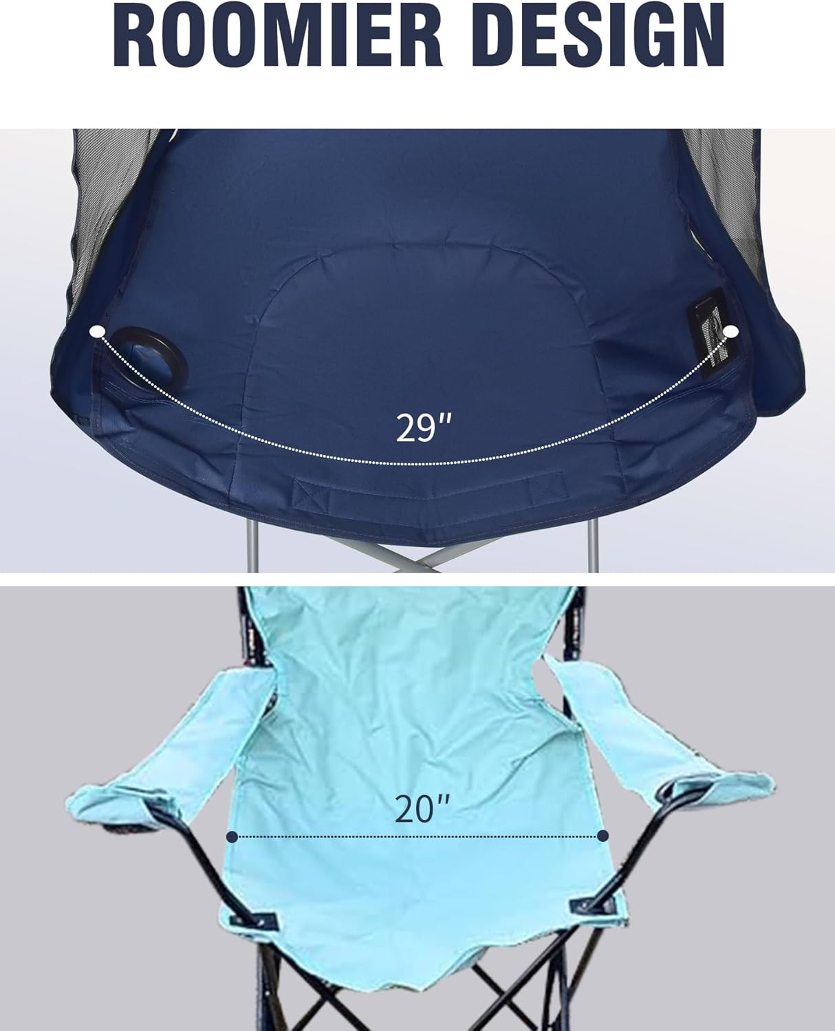 Oversized Camping Chair with Canopy | 400 LBS Heavy Duty Folding Beach Chair wit