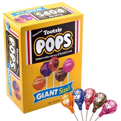 Tootsie Pops Giant Candy,Original Fruity Lollipop Chocolatey Center,72 Count.