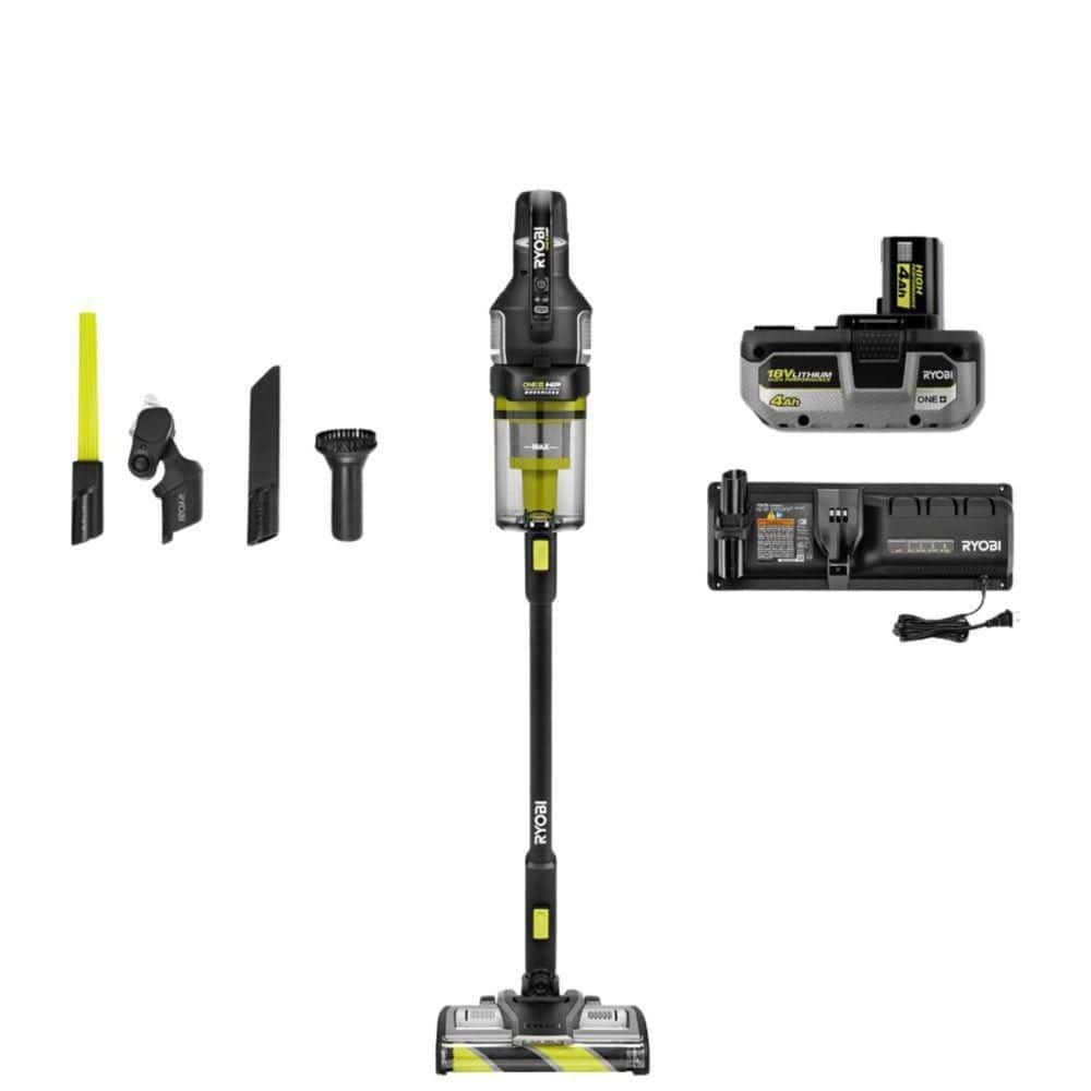 RYOBI ONE+ HP 18V WHISPER Stick Vacuum Kit w/4.0Ah Battery and Charger
