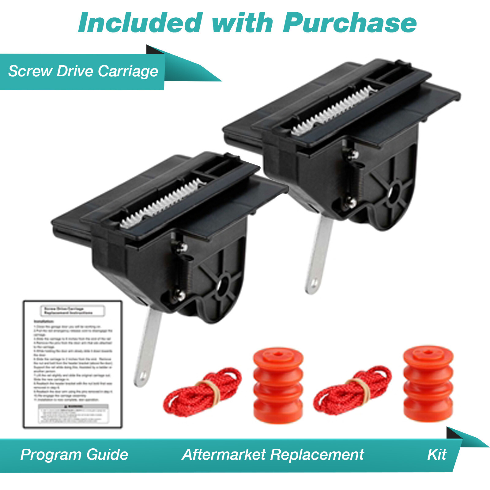 2 For 34107R OEM Genie Screw Drive Carriage 36179R 20414R Garage Door Opener