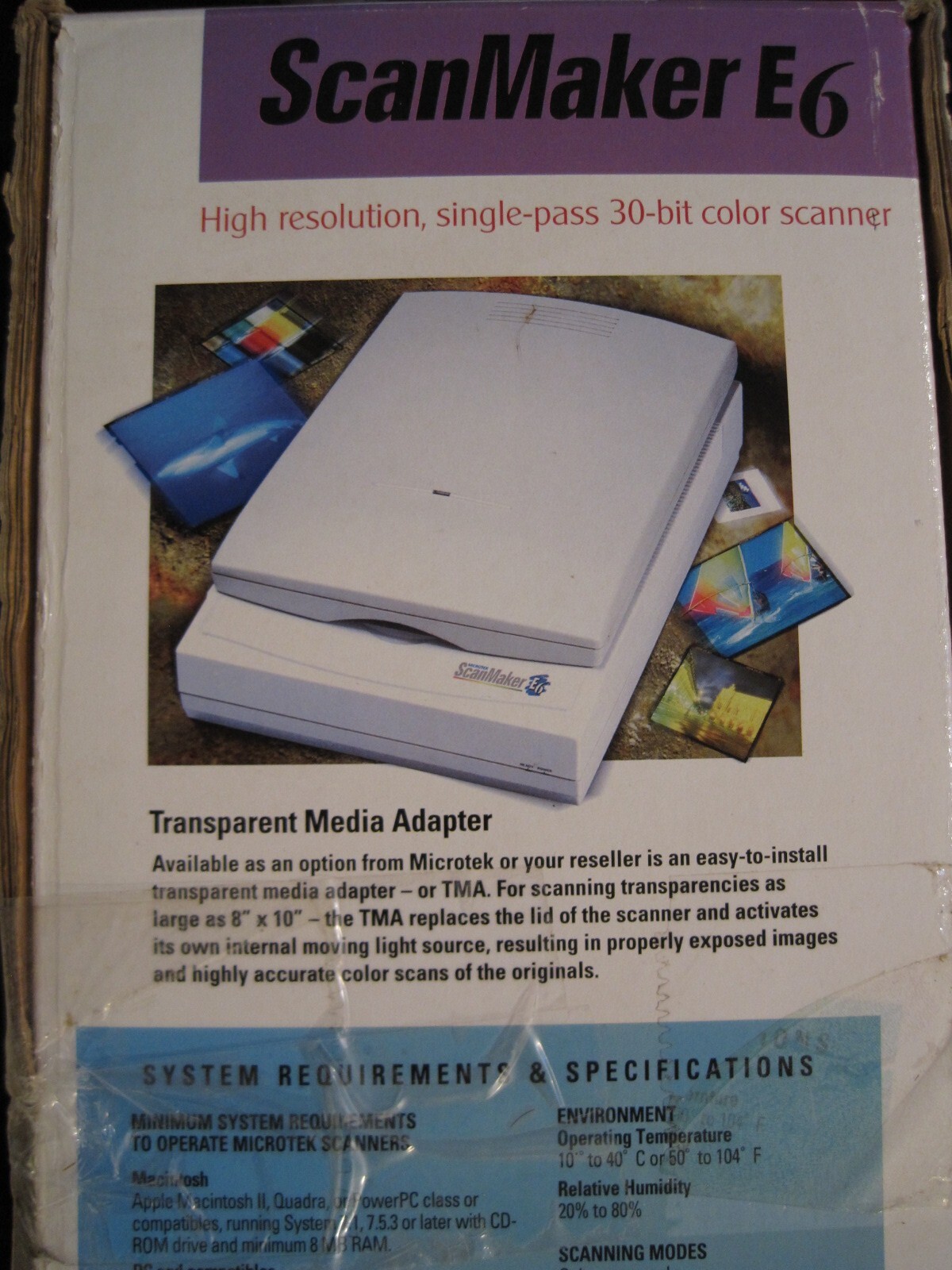 NEW Vintage Microtek Scanmaker E6 MRS-1200E6 Flatbed Scanner with Software NOS!