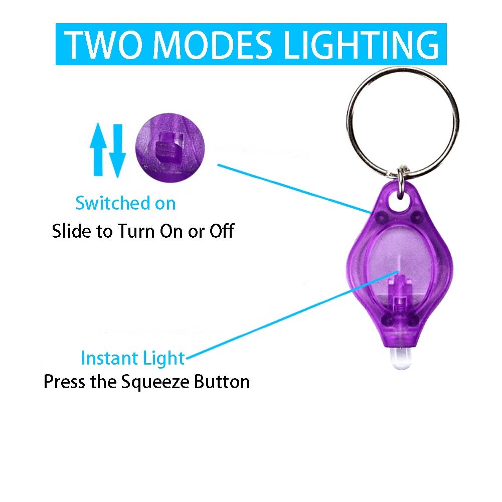 50-100PCS LED Keychain Flashlight 395nm UV Light Keychain Black light UV Lights