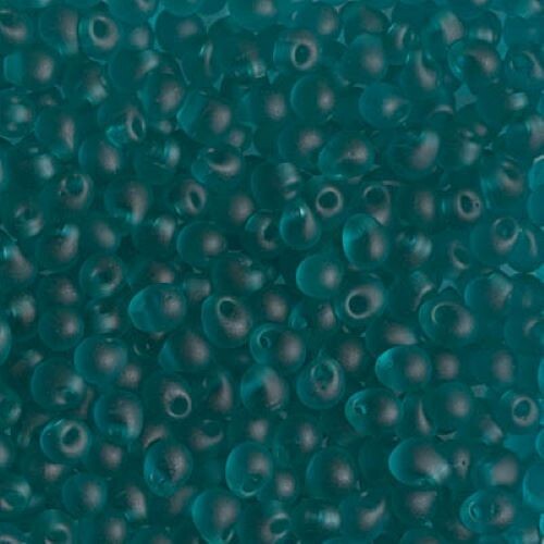 DP-2405F, Matte Transparent Teal, 10g,  3.4mm drop/fringe beads, (db-117)