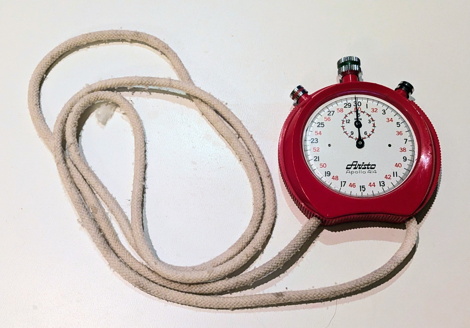 Vintage Red Aristo Apollo 414 Mechanical Stop Watch - 1960s Space Race - Works!