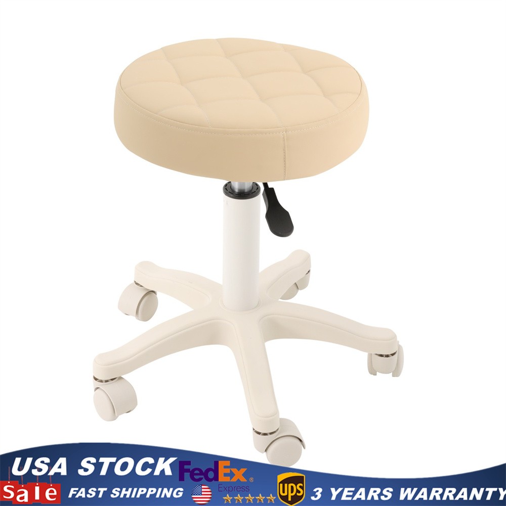 Round Rolling Stool Swivel Stool with Wheels Height Adjustable Bar Stool 250 lbs