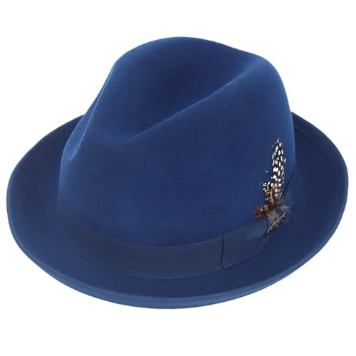 Wool Felt Wide Brim Fedora Hats for Women Men X-Large B5070-lm-blue