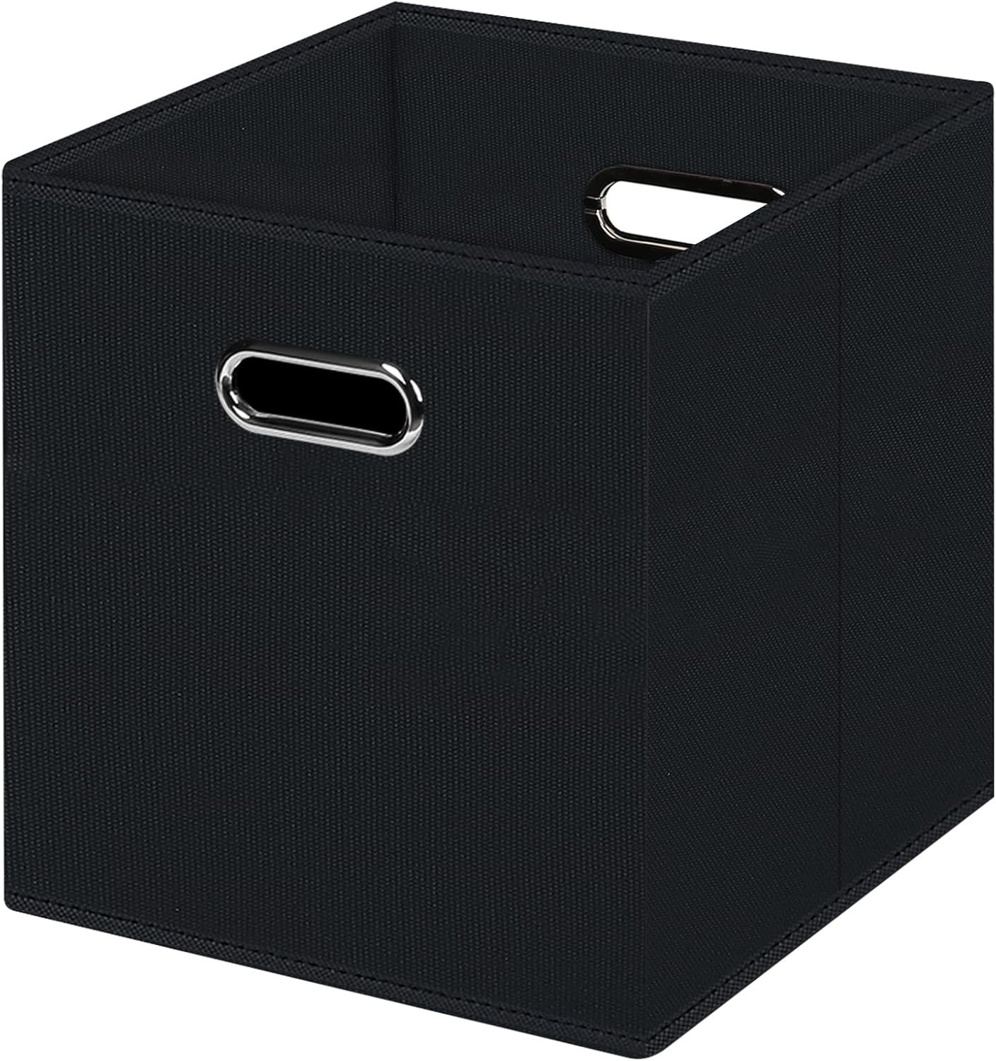 Black Foldable Storage Cubes Bins , Fabric Box 1 Pack,