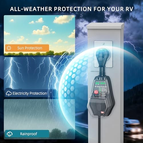 50A RV Surge Protector with Replaceable Module & Extra Module, LED and Module