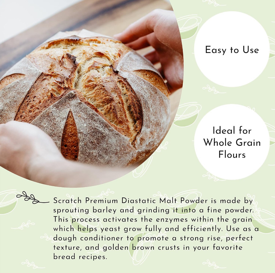 Scratch Diastatic Malt Powder for Baking - (10oz) Dried Barley Bread Improver US