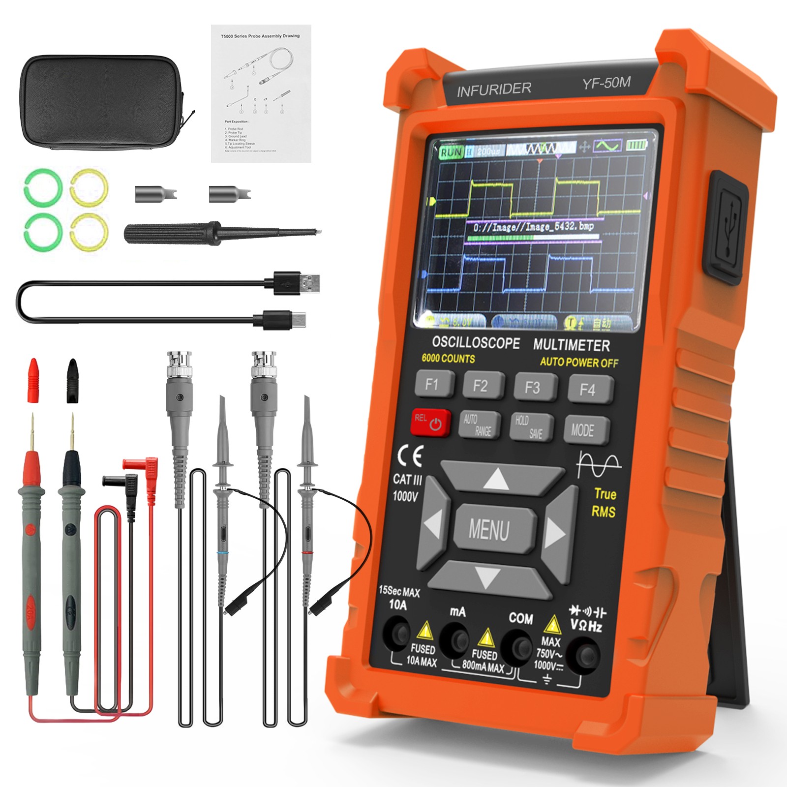 Digital Oscilloscope 2CH Handheld Signal Generator 50MHZ 280MSa/s Multimeter