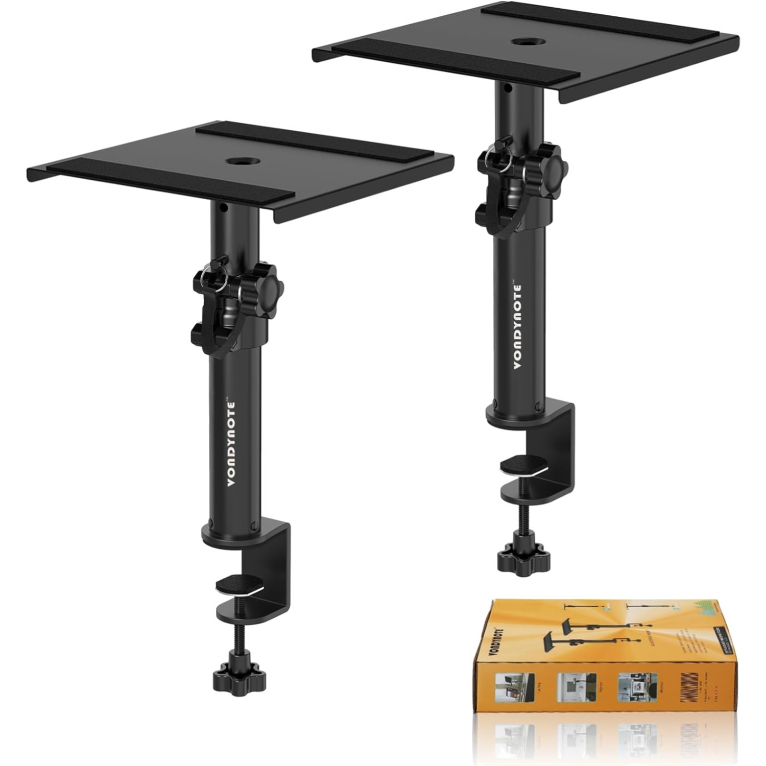 Compact 2-Piece Desktop Speakers Stands with Adjustable Height for Stability
