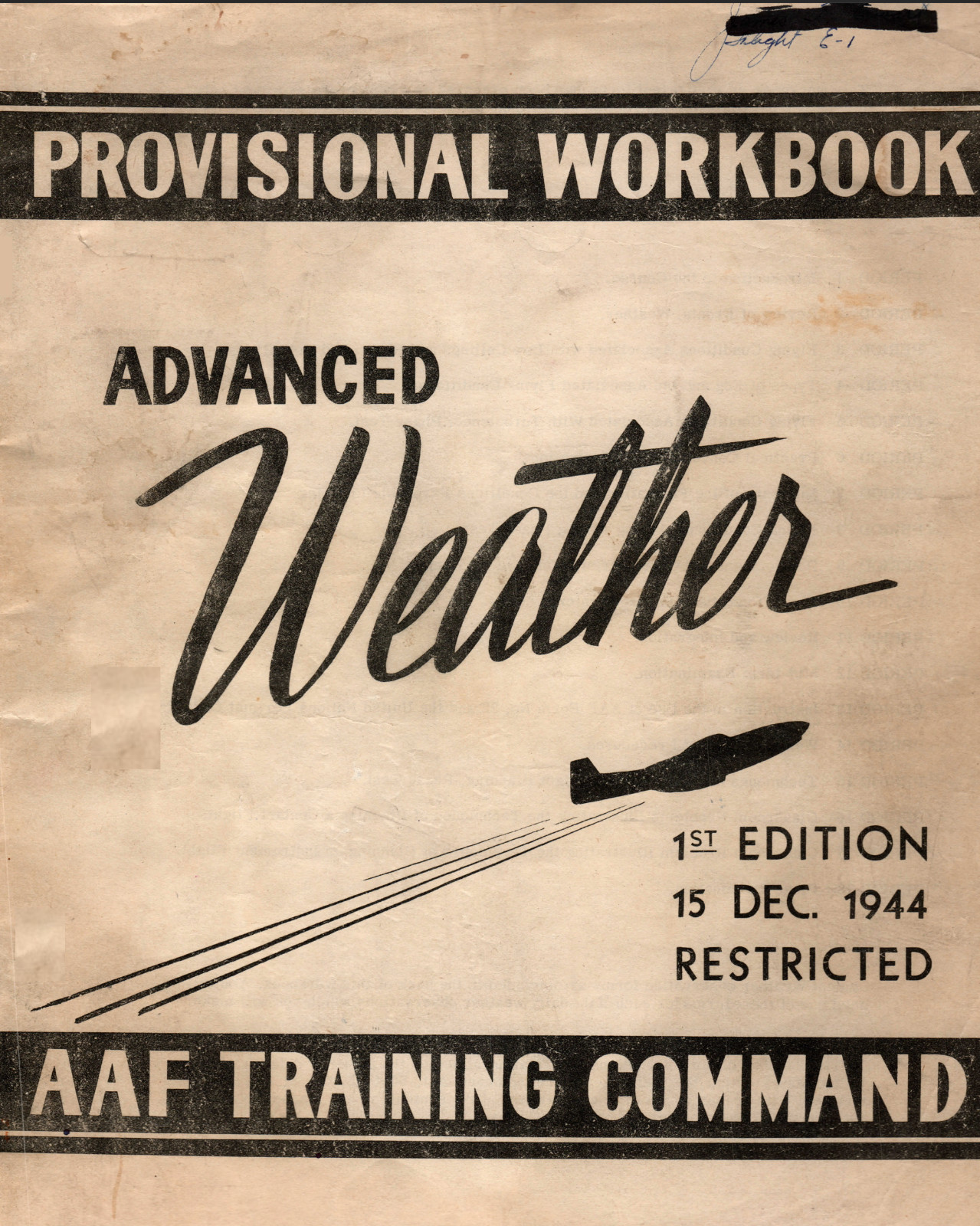 72 Page 1944 ADVANCED WEATHER SINGLE ENGINE AAF TRAINING Workbook on Data CD