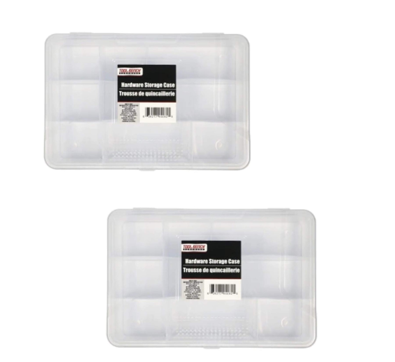 Clear Portable Tool Box with Compartments Set of 2 9x6 Inch Storage Cases