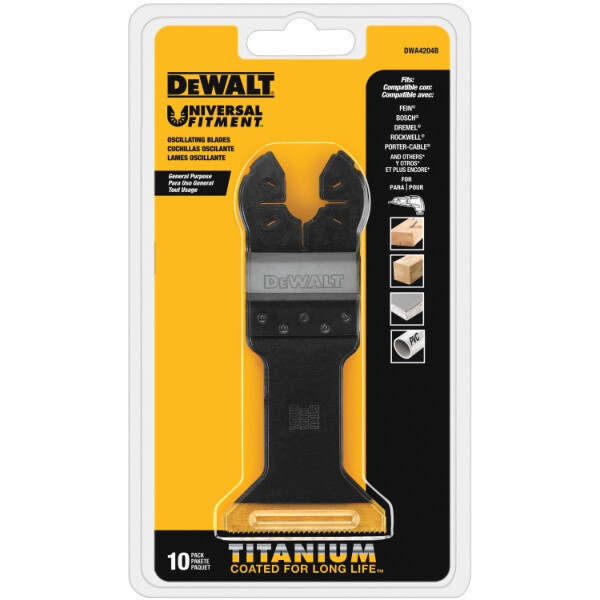 DeWalt DWA4204B Wide Titanium Oscillating Wood W/ Nails Blade - 10 Pack