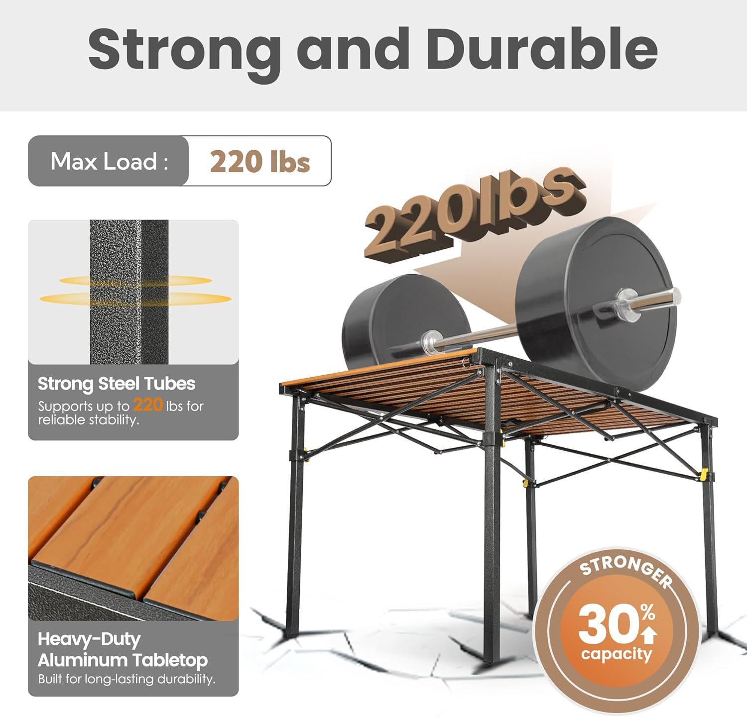 46.4" Large Folding Camping Table for 2-6 People - Heavy Duty Camp Table Foldabl
