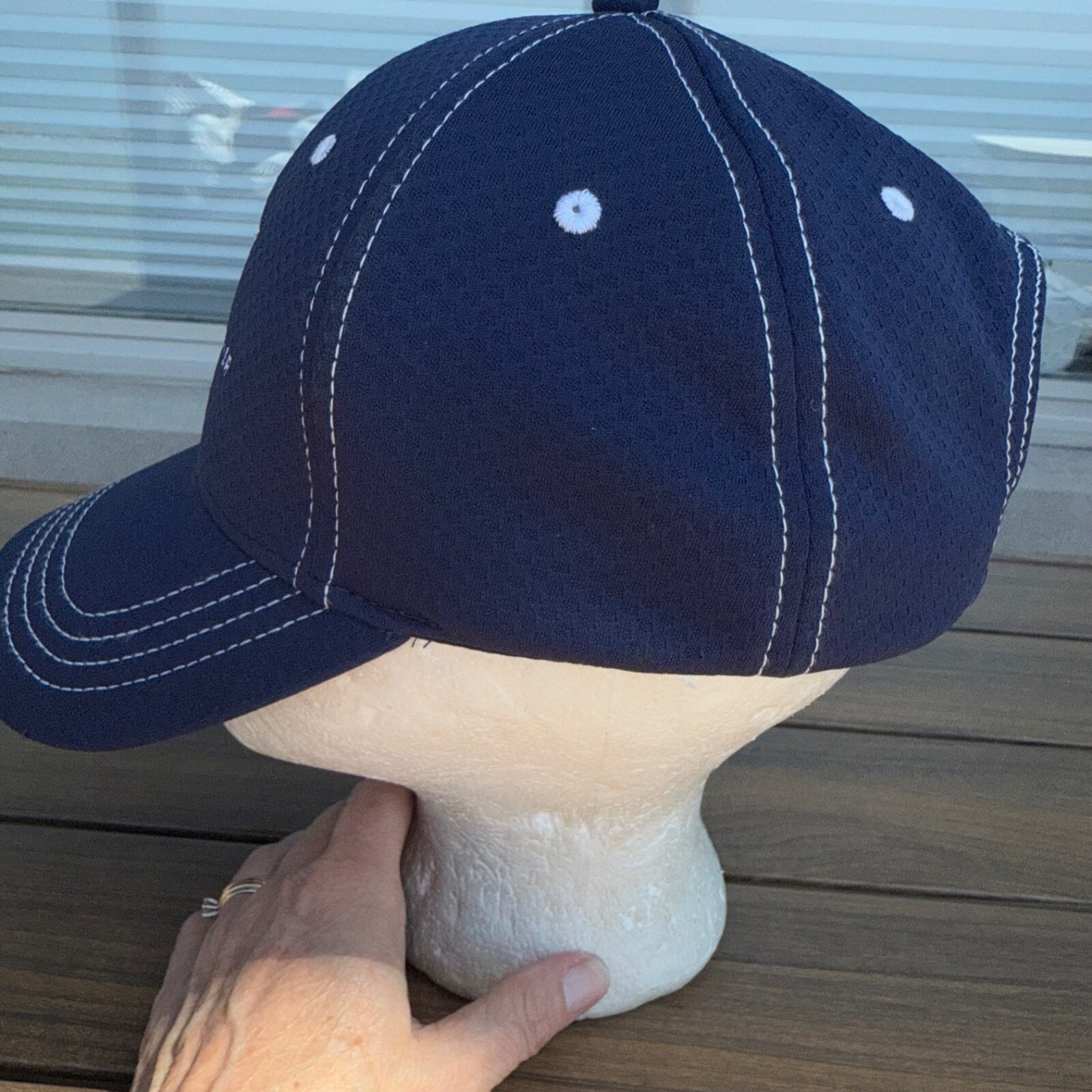 Koontz-Wagner RWb K Logo Letters on Navy Blue Hat Cap Hook Loop Top Stitch EUC