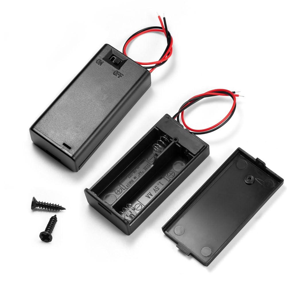LampVPath Pack of 2 2 AA Battery Holder with Switch, 2X 1.5V AA Battery Holde...