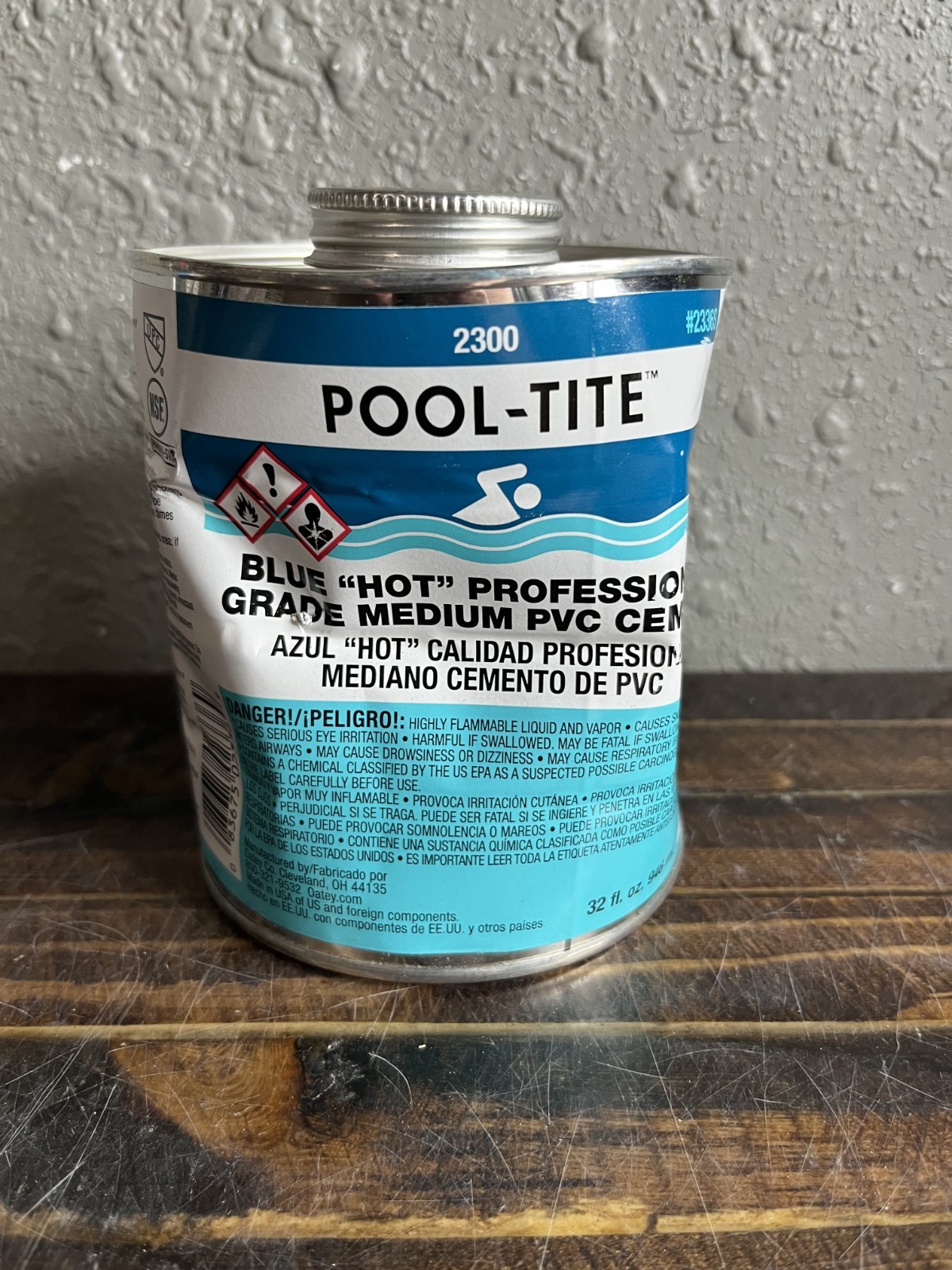 Oatey Pool-Tite Blue Hot PVC Cement Medium Body 32fl oz Professional Grade 2336S