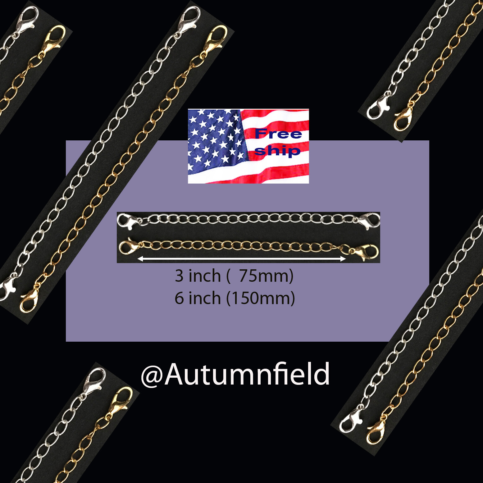 4 pieces Chain Extender Necklace Bracelet  3" or 6" us seller