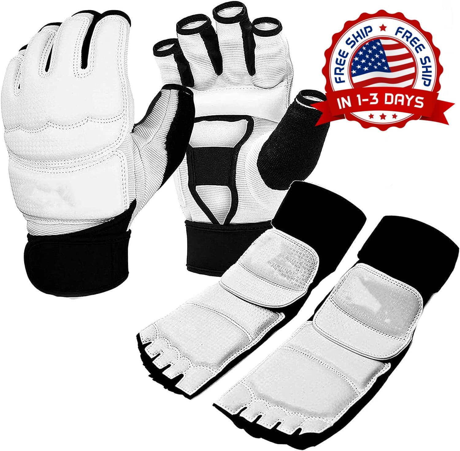 Guantes de Sparring protectores de manos y pies medio dedo hombres mujeres NUEVO