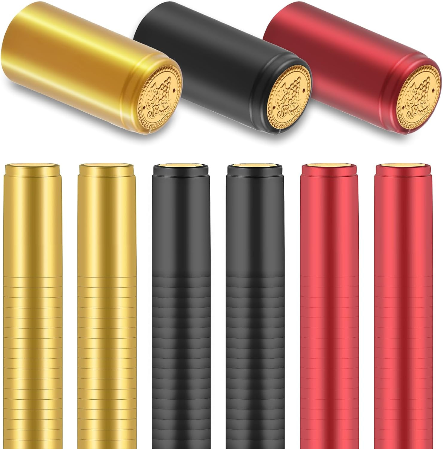 PVC Heat Shrink Capsules, 120 Pieces Wine Shrink Wrap Caps, 3 Color Wine Bott...