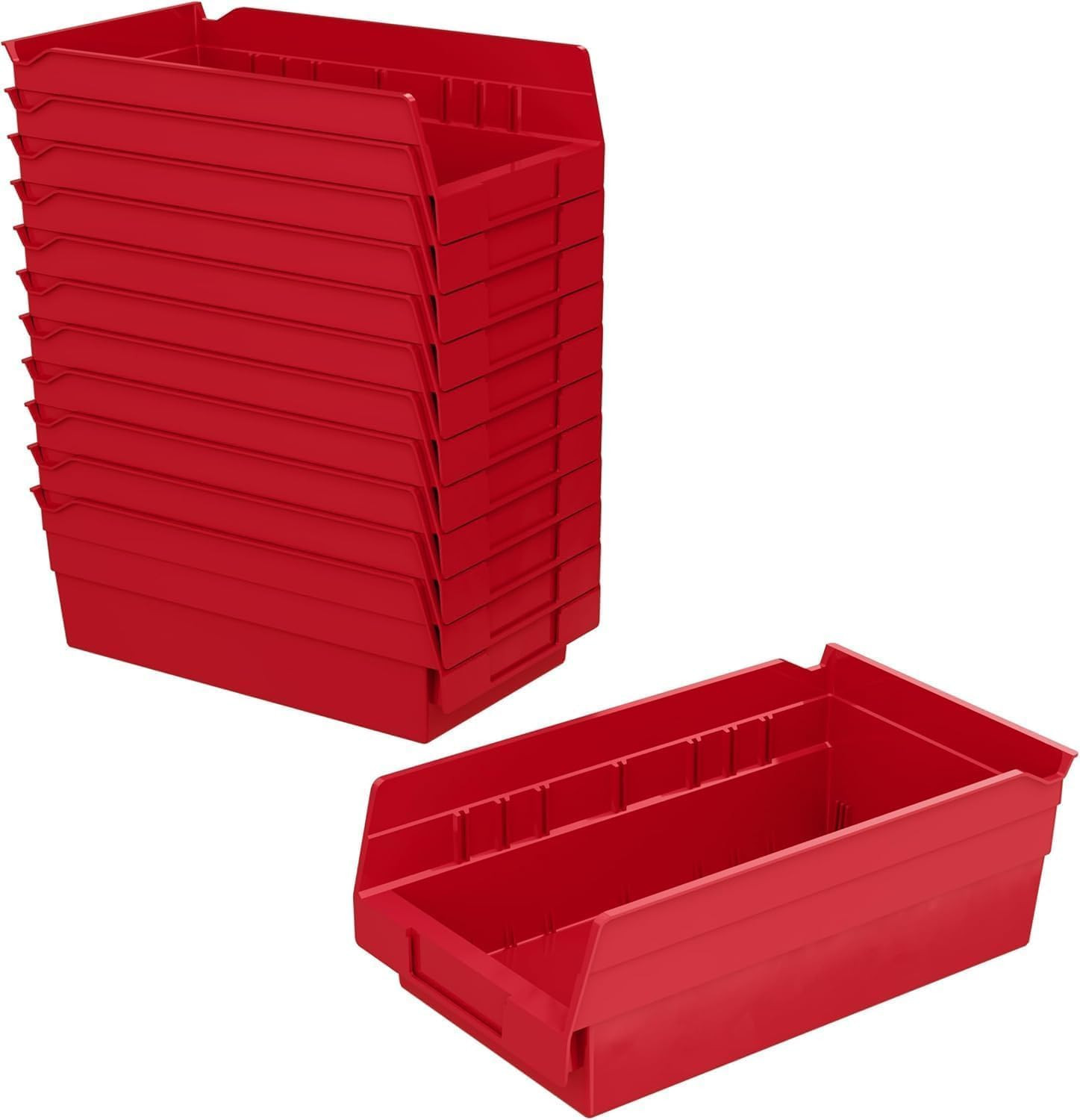 30130 Plastic Shelf Bins, Heavy Duty Storage Bins for Garage, Closet, and Drawer
