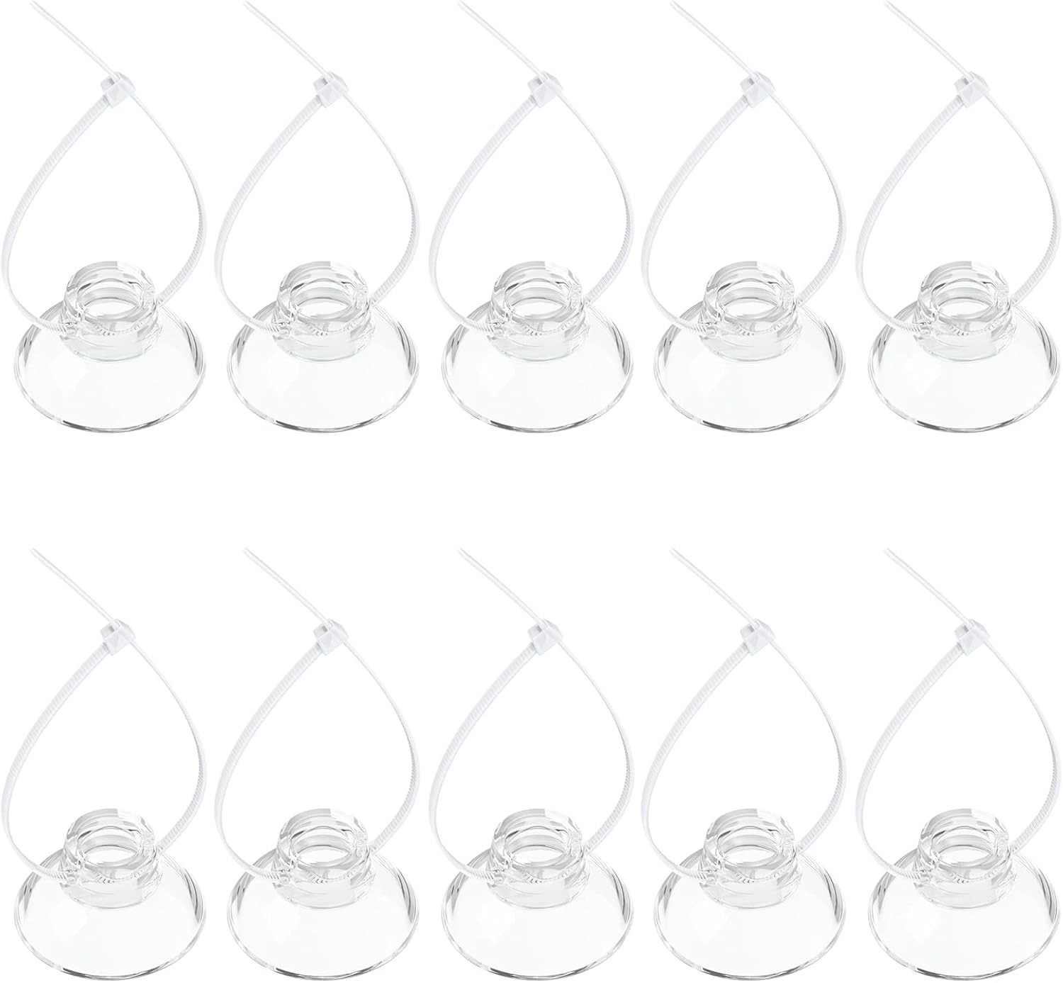 10 Pack Suction Cups with 20 Pieces Adjustable Zip Ties for Aquarium Fish Tank B