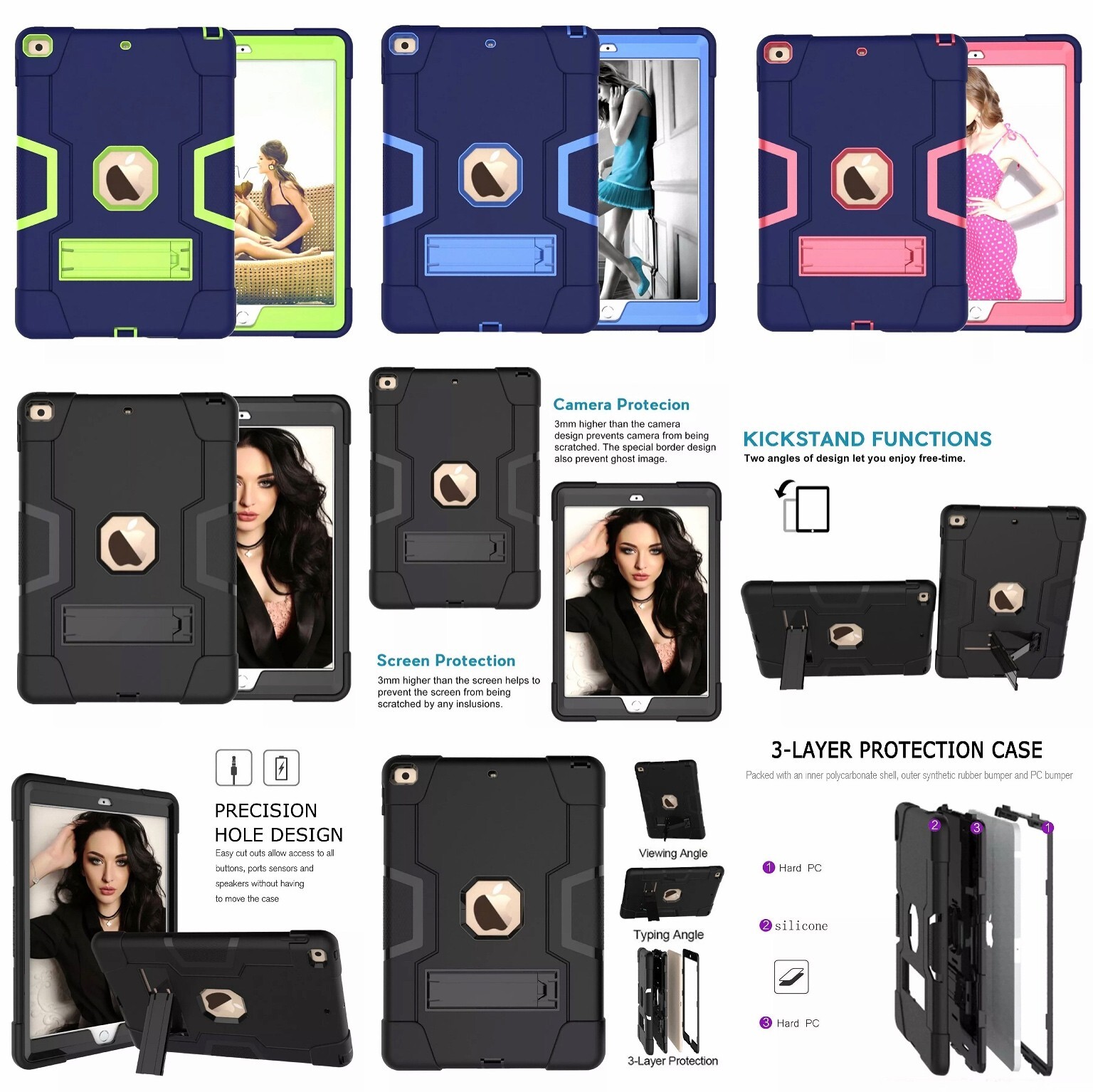 For Apple iPad Mini 4/5 Hybrid Shockproof Heavy Duty Tough Hard Case Stand Cover
