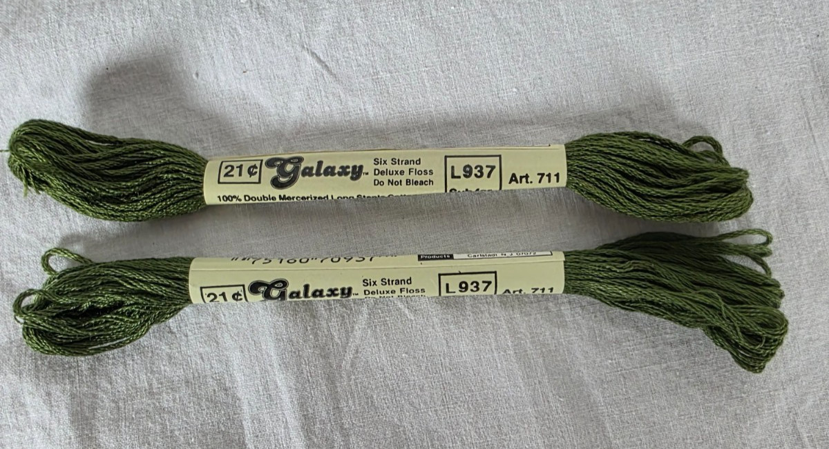 Vintage Galaxy Embroidery Floss L937 Set of 2 DMC 937 6 Strand Dble Mercerized