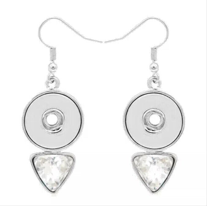 Snap Jewelry Rhinestone Dangle Triangle Earrings fits 18-20mm Ginger Style Charm
