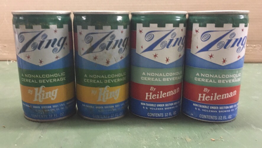Zing Cereal Beverage Empty Can Lot Of 4 King Heileman Soda Vintage
