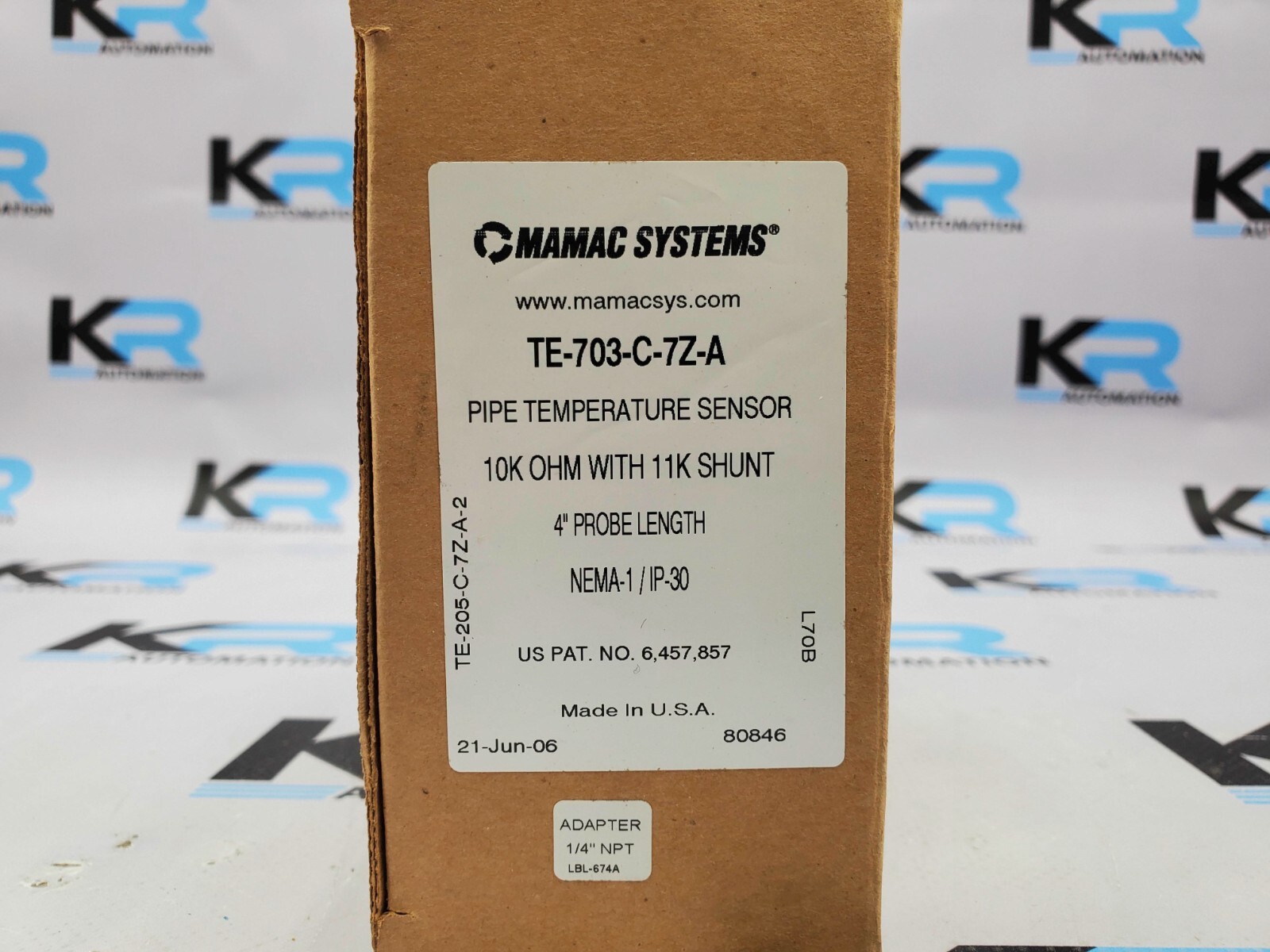 NEW Mamac Systems TE-703-C-7Z-A Pipe Temperature Sensor 4" Probe