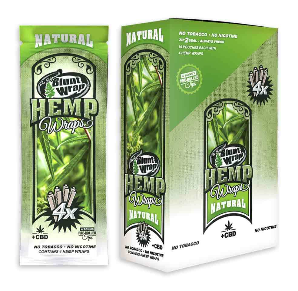 The Original B Wrap Rolling Paper Natural Unflavored 60 Wraps Tips FULL DISPLAY