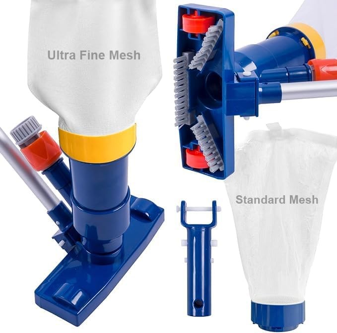 POOLAZA Manual Pool Vacuum for Above Ground Pool(2025 Upgrade) with Fine Mesh Ba
