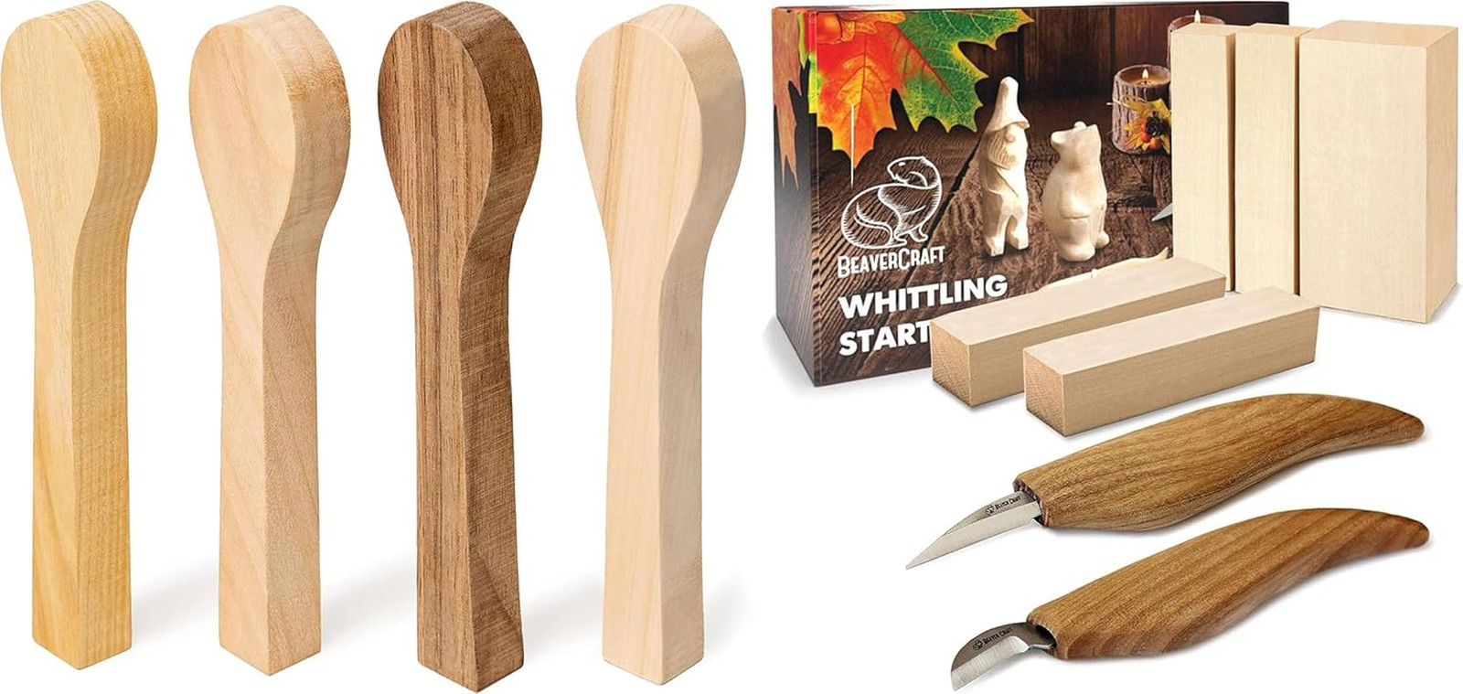 BB2 Wood Carving Spoon S16 Wood Whittling Kit for Beginners Kids Woodcarving Set