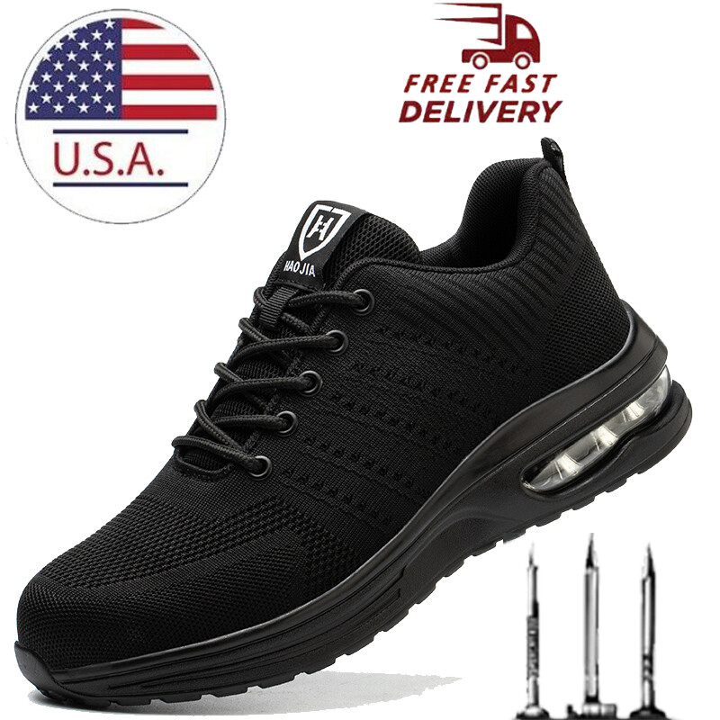 Mens Work Safety Steel Toe Shoes Tennis Lightweight Sneaker Indestructible Boots