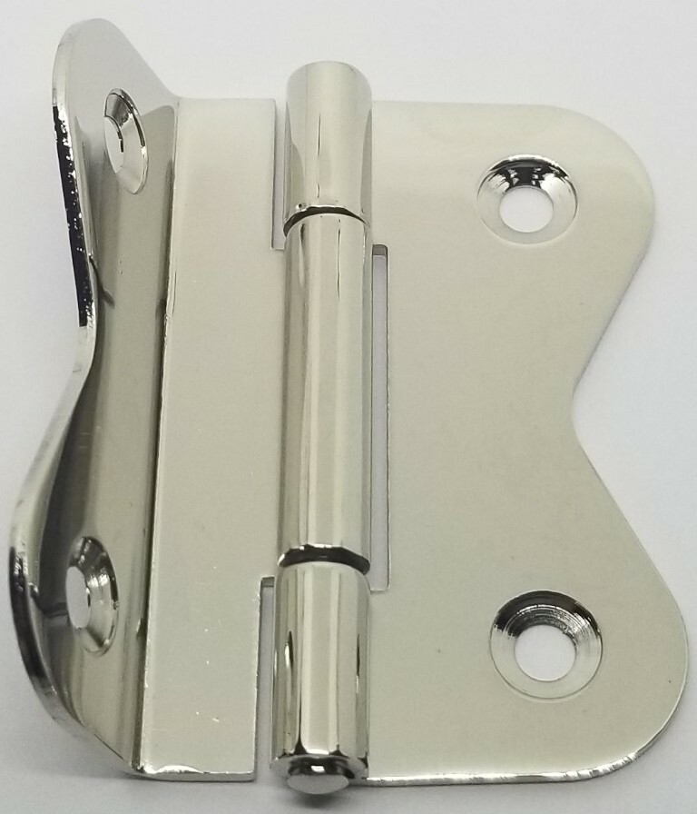LARGE POLISHED NICKEL Hoosier Cabinet Hinge 3/8 Offset angled sellers antique