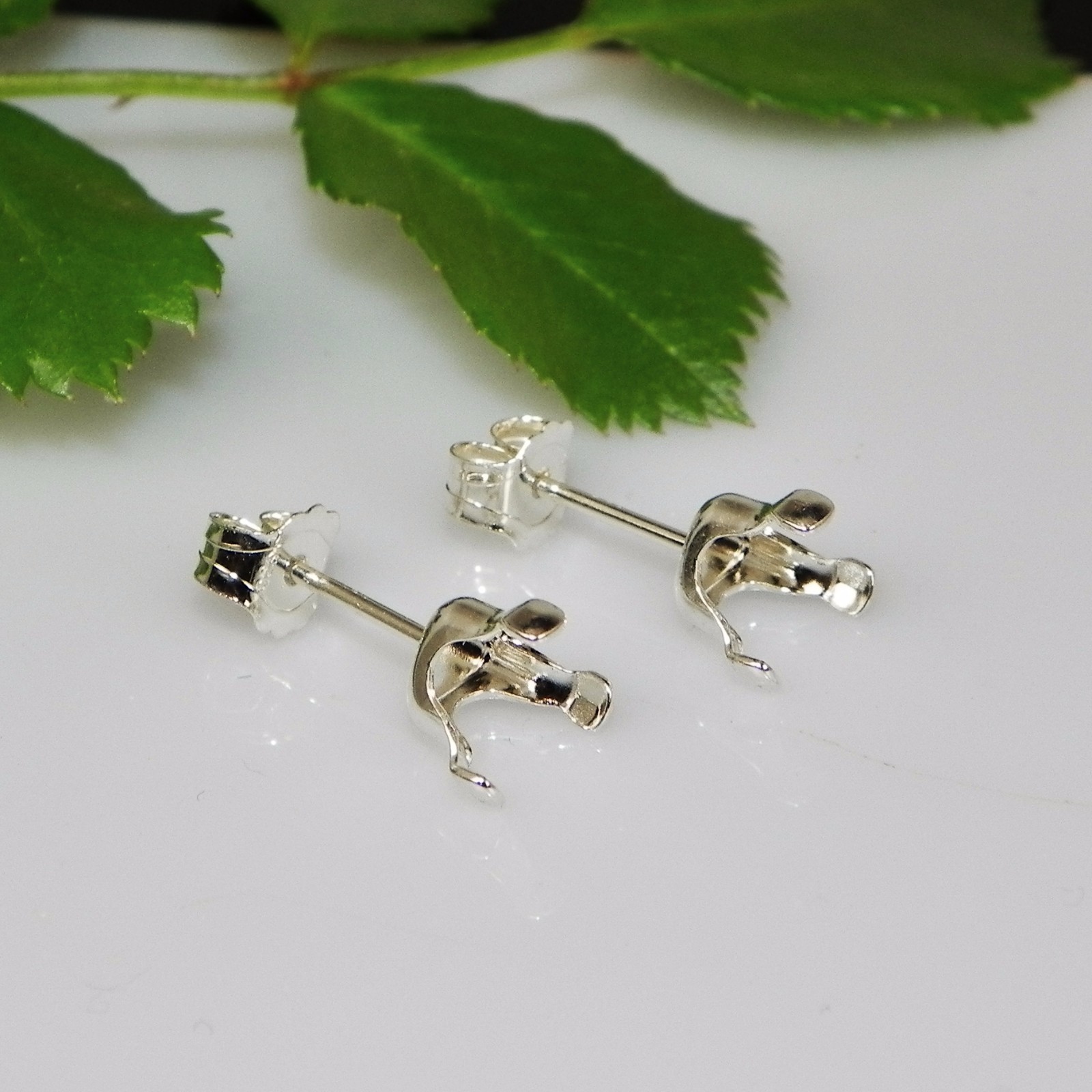 7mm TRILLION SnapTite Sterling Silver Earring Settings