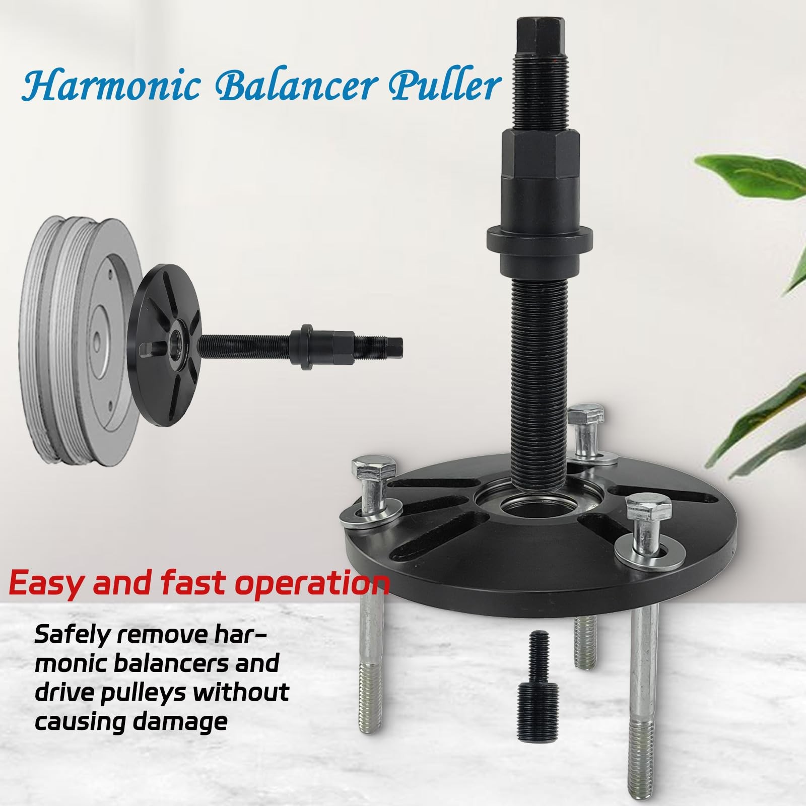 Heavy Duty Harmonic Balancer Crankshaft Pulley Steering Wheel Puller Tool Kit