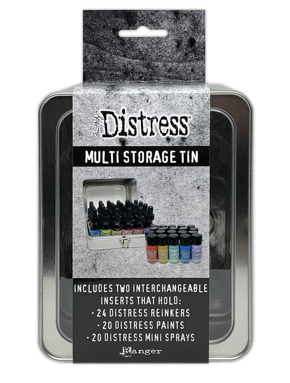 Ranger Tim Holtz Distress Multi Storage Tin Holds 20 Flip Top Paints Craft Kit
